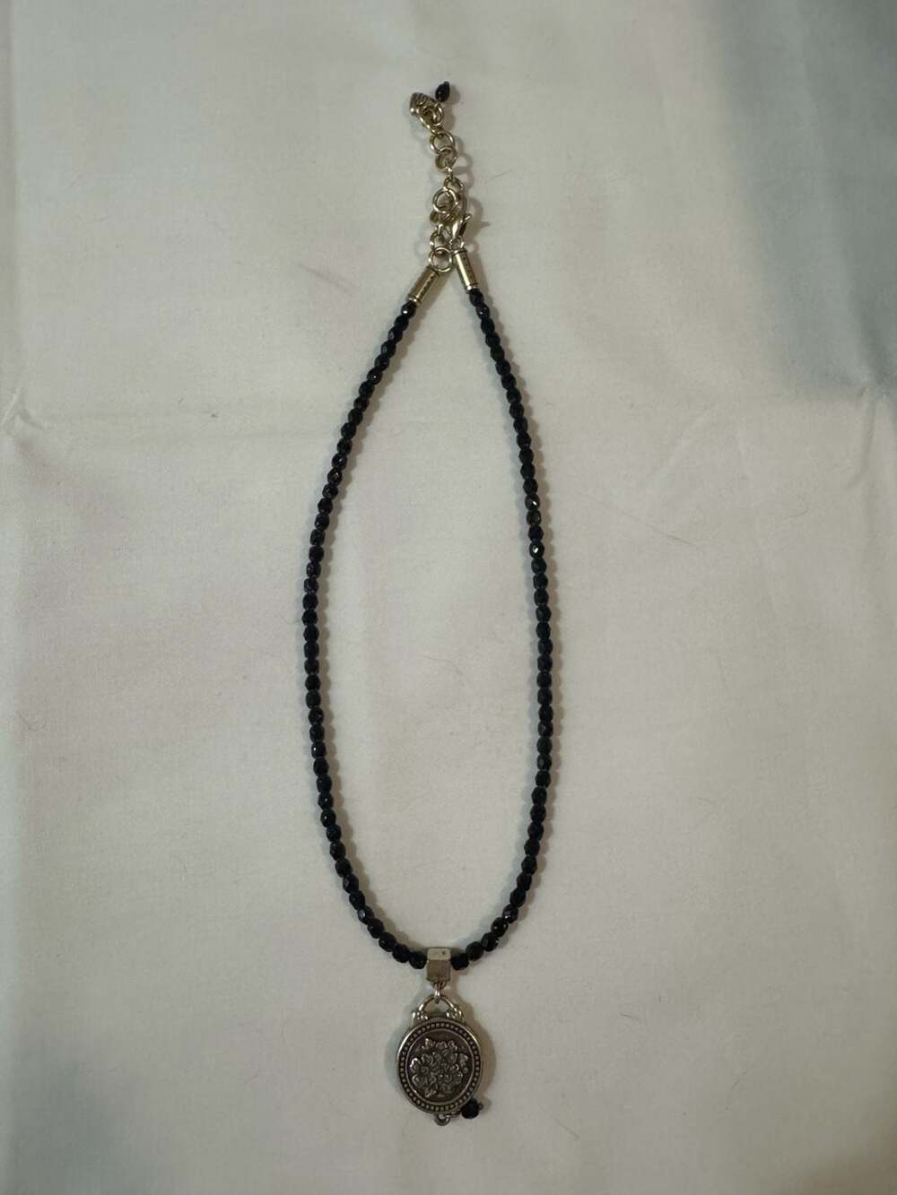 Brighton Black Beaded Necklace with Interchangeable Snap Pendant
